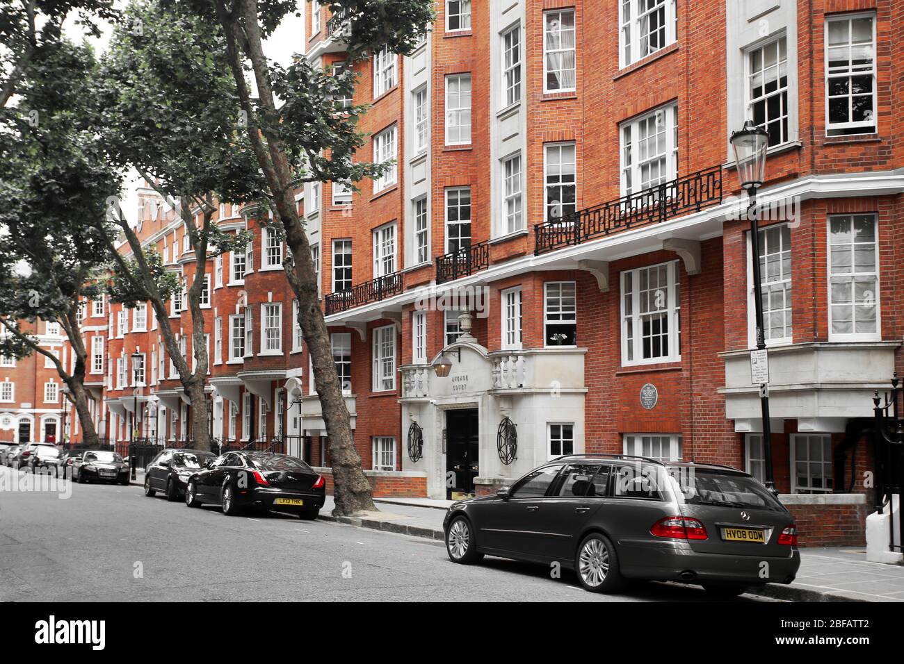 Bâtiments résidentiels en briques près de Cadogan Square dans le quartier riche et exclusif de Chelsea, Londres, Angleterre Banque D'Images