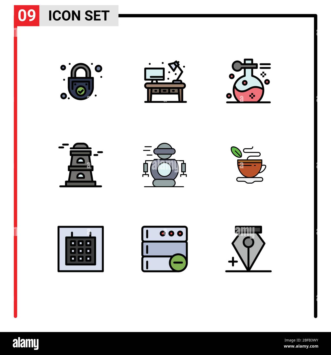 Stock Vector Icon Pack de 9 panneaux et symboles pour l'homme, tour, bureau, observatoire, spa Editable Vector Design Elements Illustration de Vecteur
