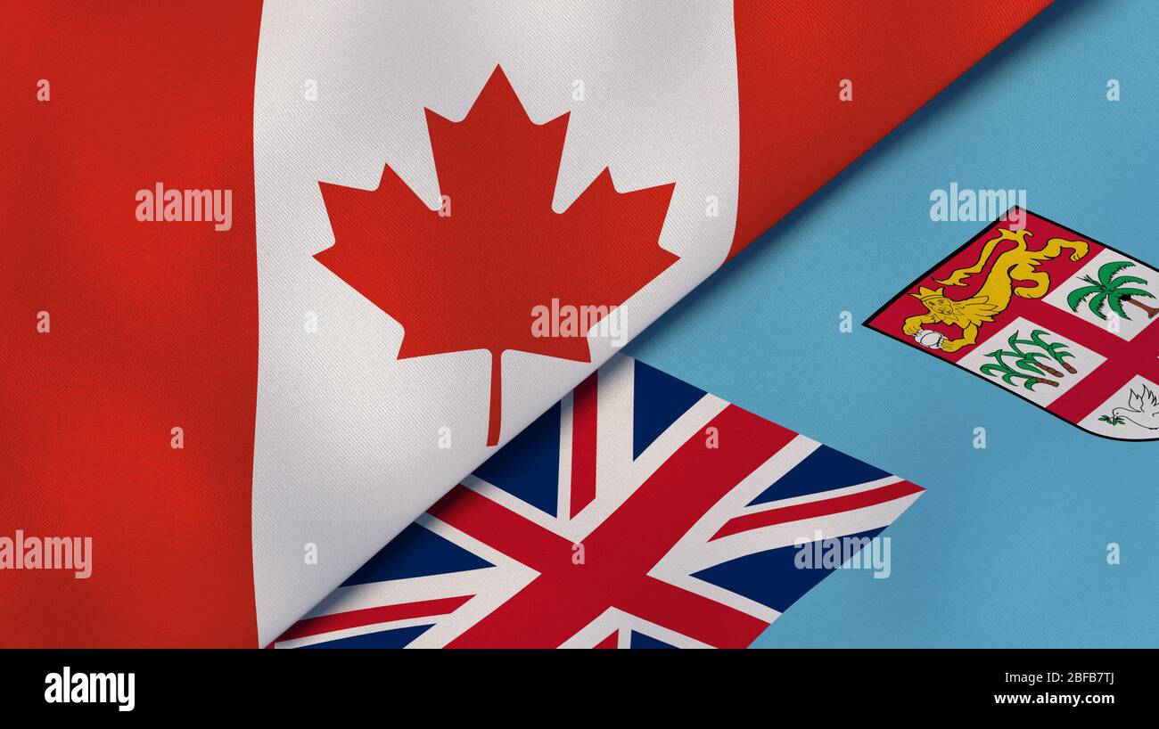 Deux drapeaux du Canada et des Fidji. Expérience professionnelle de haute qualité. illustration tridimensionnelle Banque D'Images
