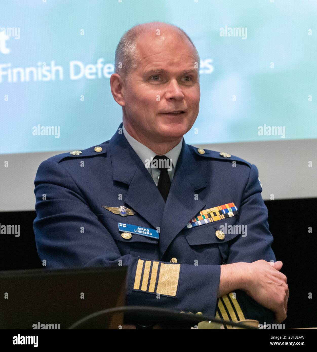 Général (Ret.) Jarmo Lindberg, commandant des Forces de défense finlandaises 2014 – 2019. Le général Lindberg a été élu membre du Parlement finlandais le 2 avril 2023, représentant le Parti de la coalition nationale (conservateur). Banque D'Images