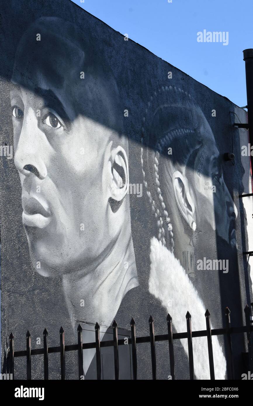 Los Angeles, Californie, États-Unis 17 avril 2020 une vue générale de l'atmosphère Kobe Bryant mural le 17 avril 2020 à Los Angeles, Californie, États-Unis. Photo de Barry King/Alay stock photo Banque D'Images