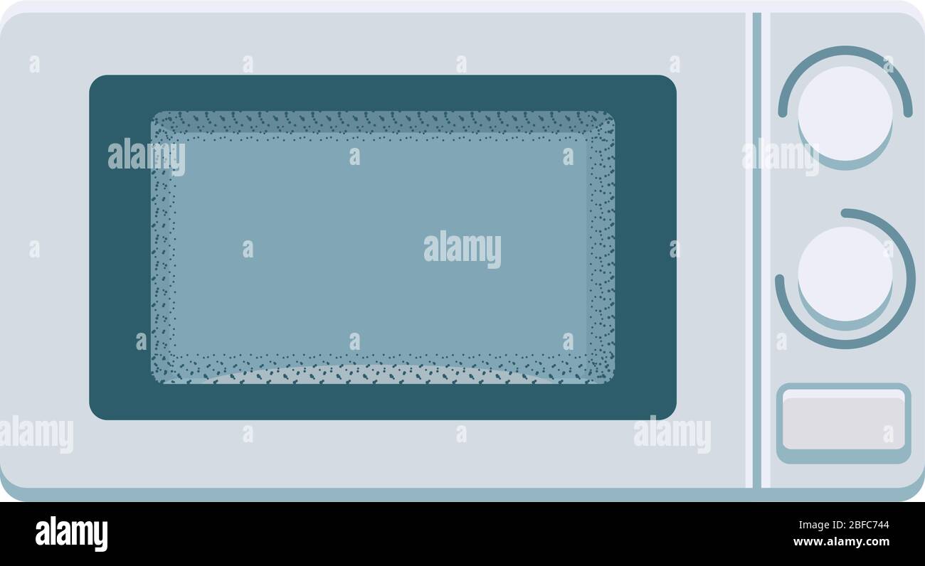 Fermez le vecteur de vue avant du micro-ondes. Illustration du four électrique. Élément isolé de l'appareil de cuisine. Modèle de conception plate sur fond blanc. Clip de style dessin animé Illustration de Vecteur