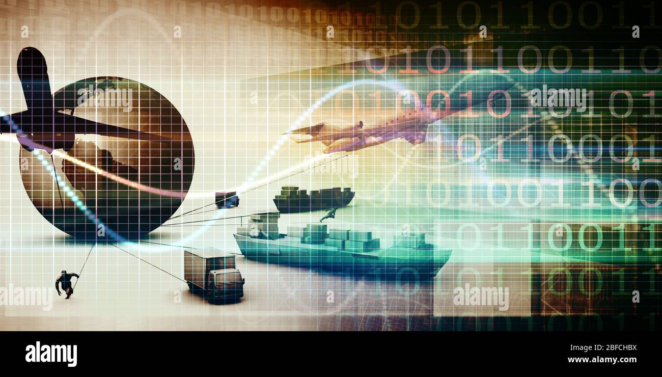 L'industrie de la gestion de la chaîne d'Abstract Background Concept Banque D'Images