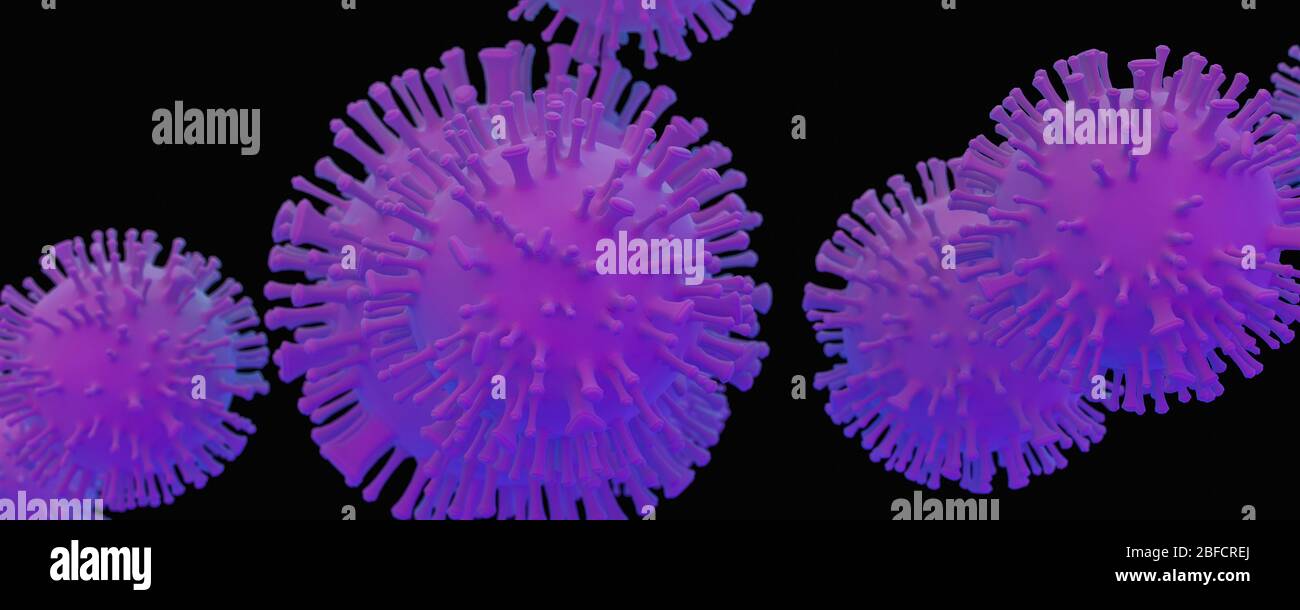 Virus. Microbe 3 en relief abstrait sur fond sombre Banque D'Images