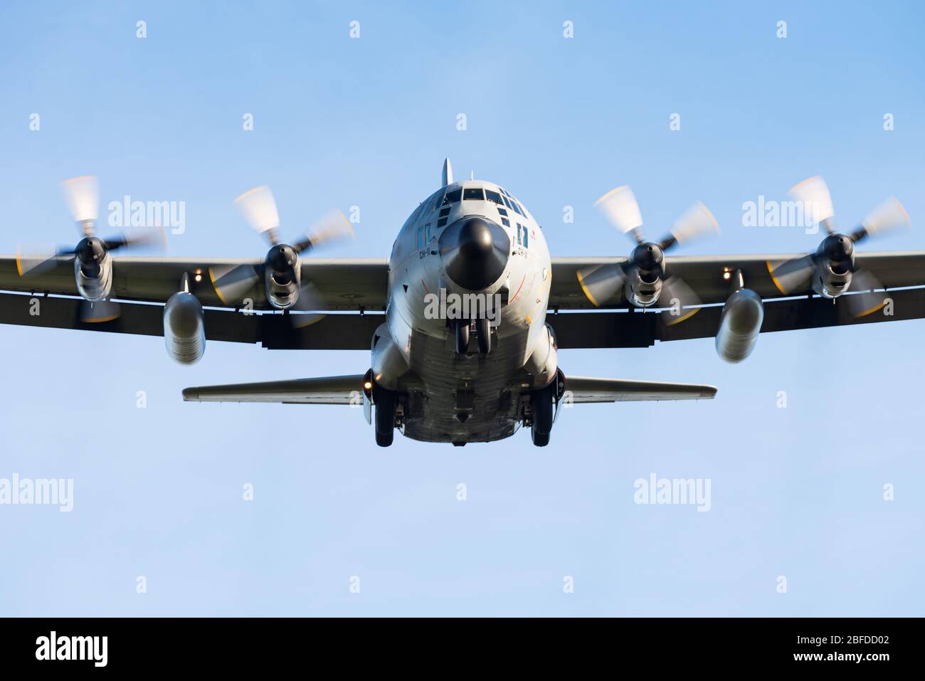 Un avion de transport militaire à quatre moteurs Lockheed C-130 Hercules à turbopropulseurs de l'armée de l'air belge. Banque D'Images