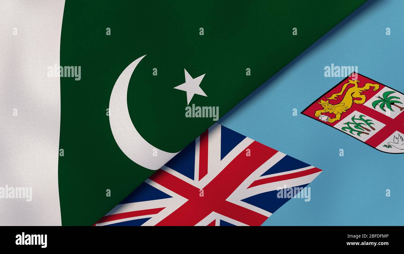 Deux drapeaux des États du Pakistan et des Fidji. Expérience professionnelle de haute qualité. illustration tridimensionnelle Banque D'Images