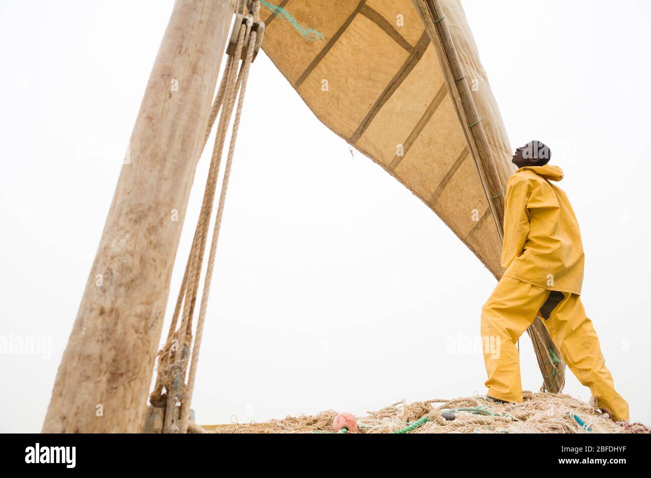 Pêcheur près de Nouadhibou en Mauritanie. Banque D'Images