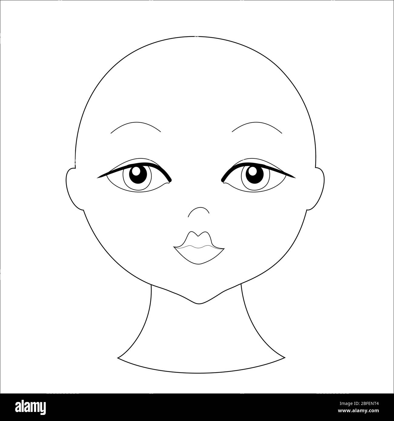 Face Du Modele Forme De La Tete Bebe Garcon Fille De Bebe Sans Cheveux Livre De Coloriage Pour Enfants Illustration Stylo Fin Fond Noir Et Blanc Blanc Photo Stock Alamy