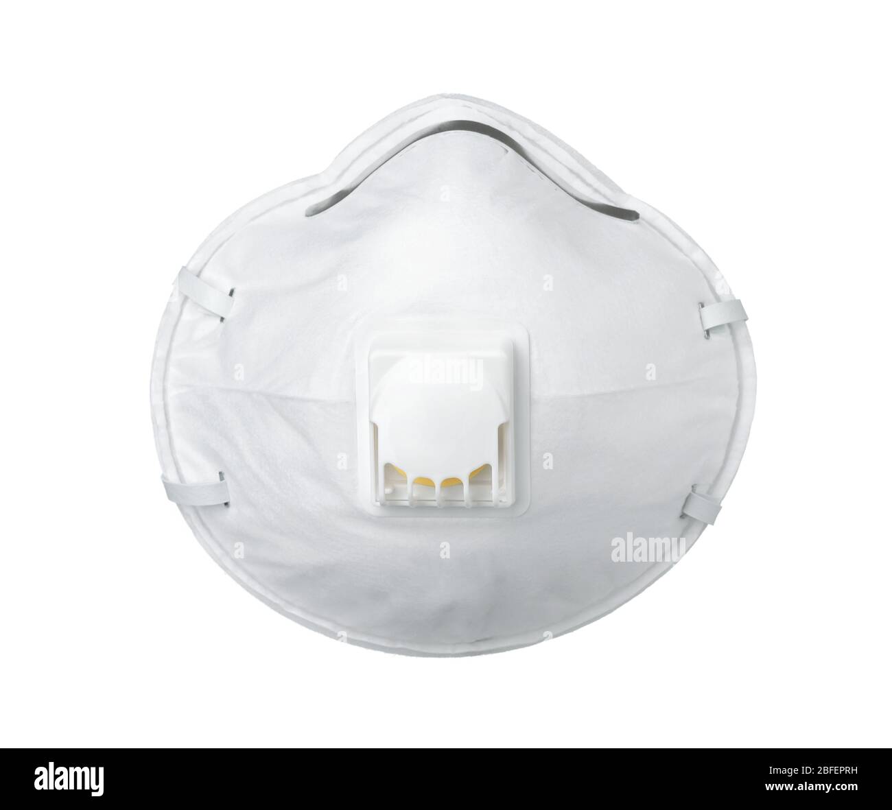 Vue avant du masque de protection respiratoire blanc avec valve respiratoire isolée sur blanc Banque D'Images