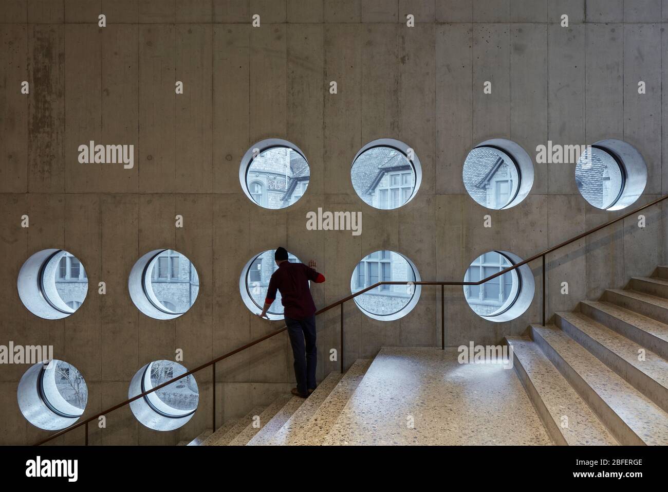 Escalier. Musée national de Suisse, Zurich, Suisse. Architecte : Christ et Gantenbein, 2016. Banque D'Images