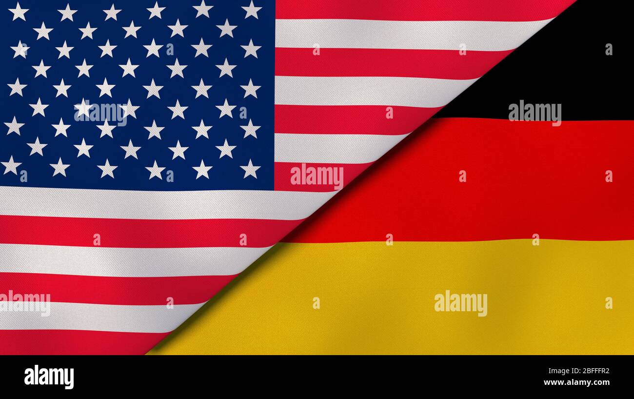 Deux drapeaux des États-Unis et de l'Allemagne. Expérience professionnelle de haute qualité. illustration tridimensionnelle Banque D'Images