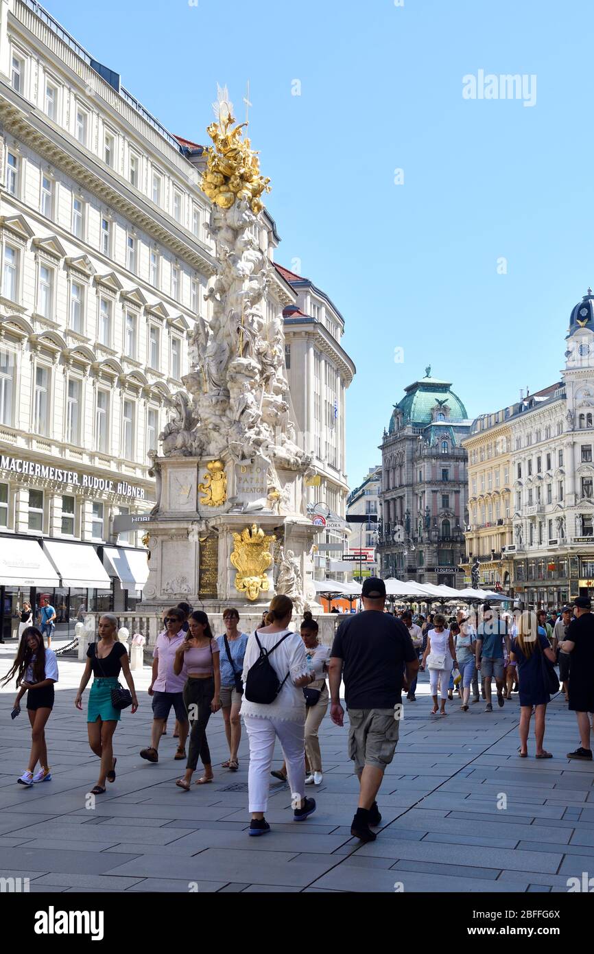 Vienne, Autriche. Zone piétonne sur le Graben dans le premier arrondissement de Vienne Banque D'Images Vienne, Autriche. Zone piétonne sur le Graben dans le premier arrondissement de Vienne Banque D'Images