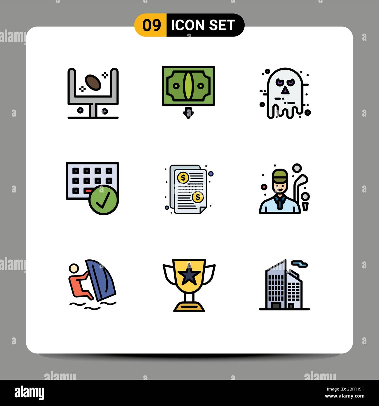 Ensemble de 9 icônes modernes d'interface utilisateur symboles signes pour gadget, connecté, argent, ordinateurs, halloween Editable Vector Design Elements Illustration de Vecteur