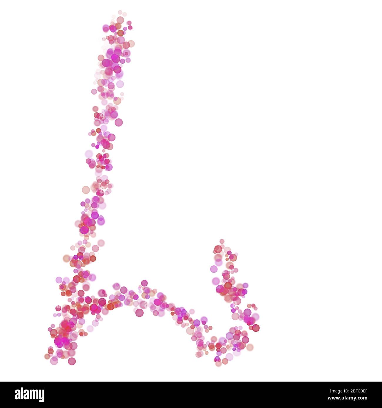 Lettre L alphabet latin. Cercles roses point teinte rose. Lettres bulles cercles stylisées police de lettres isolée sur blanc. Beau type de couleur pour le design Banque D'Images
