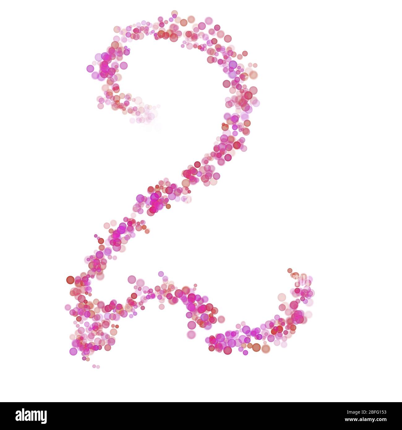 Alphabet numéro 2. Cercles roses point teinte rose. Lettres bulles cercles stylisées police de lettres isolée sur blanc. Beau numéro de type de couleur pour le design Banque D'Images