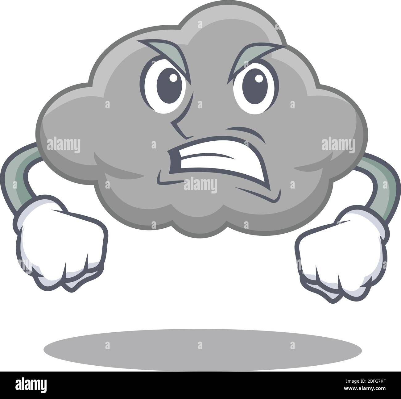 Concept de mascot de nuage gris avec visage en colère Illustration de Vecteur