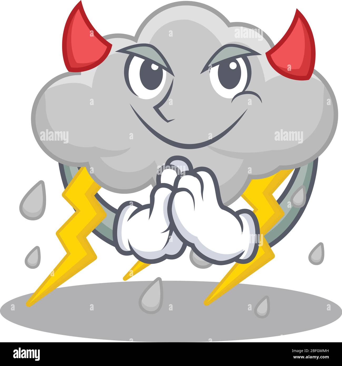 Cloud orageux habillés comme style de dessin de personnage de dessin animé diable Illustration de Vecteur