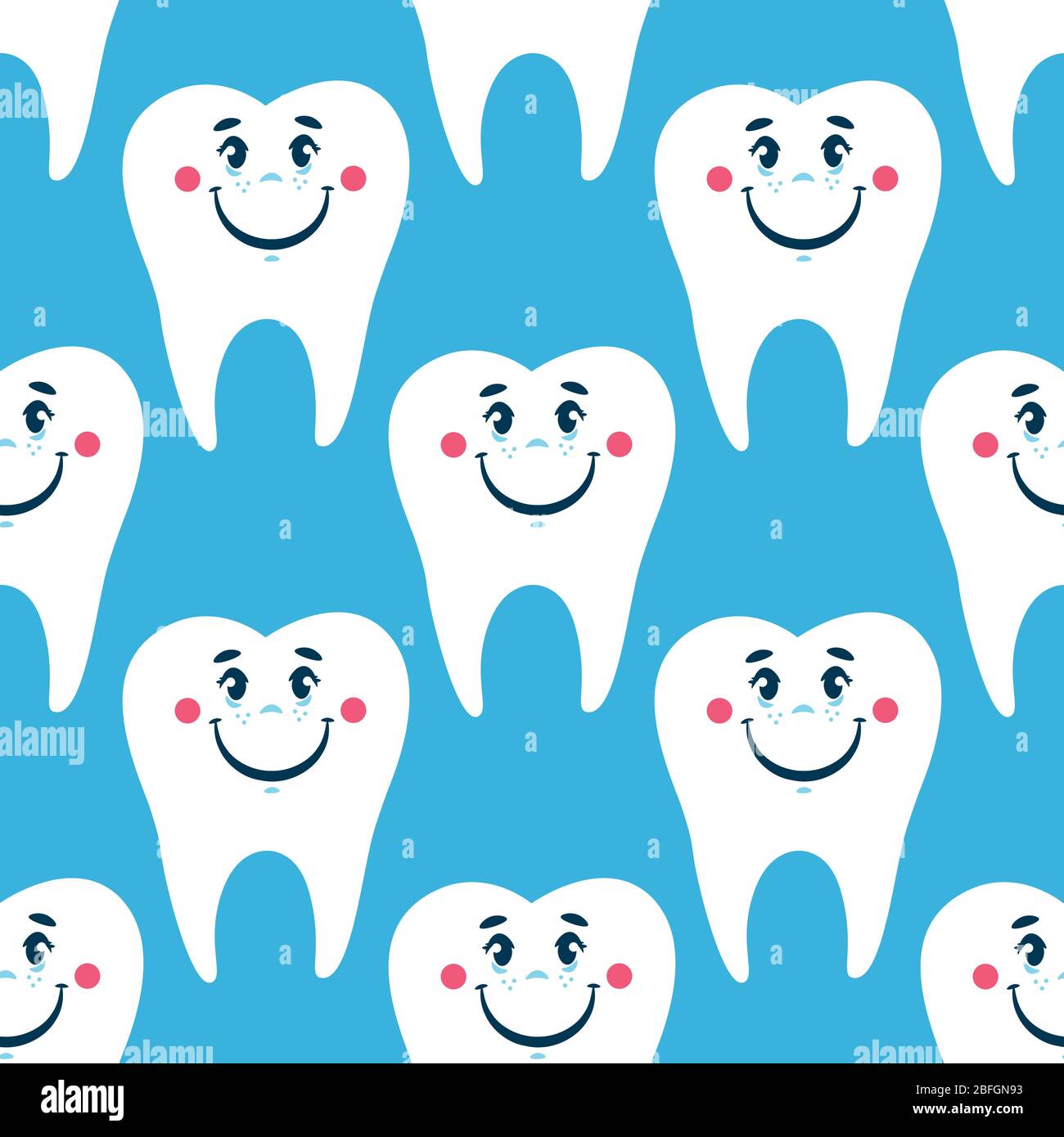 Motif peau de codentaire vectorielle dents blanches mignonnes sur fond bleu clair Illustration de Vecteur