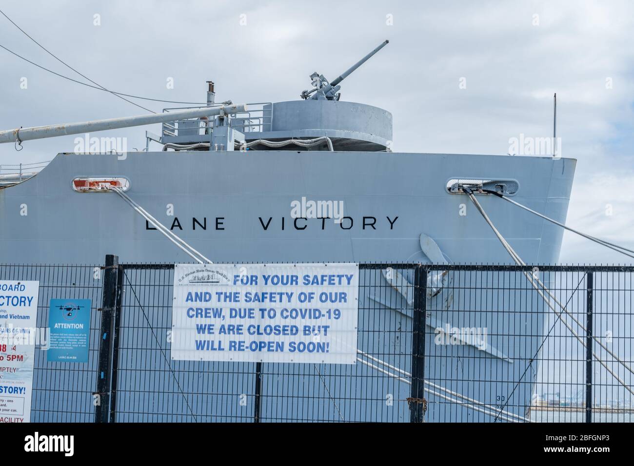 Lane Victory Musée maritime à San Pedro, CA est fermé pendant la crise de Covid-19 Banque D'Images