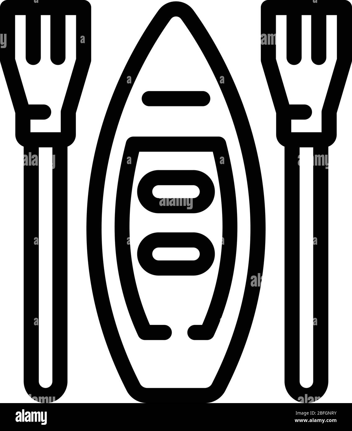 Icône kayak de mer, style de contour Illustration de Vecteur