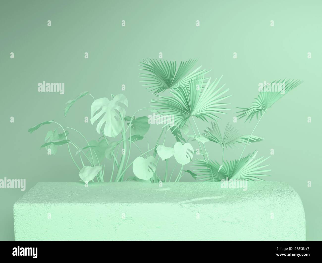 Podium abstrait - fond blanc abstrait, 3-d avec podium bleu Banque D'Images