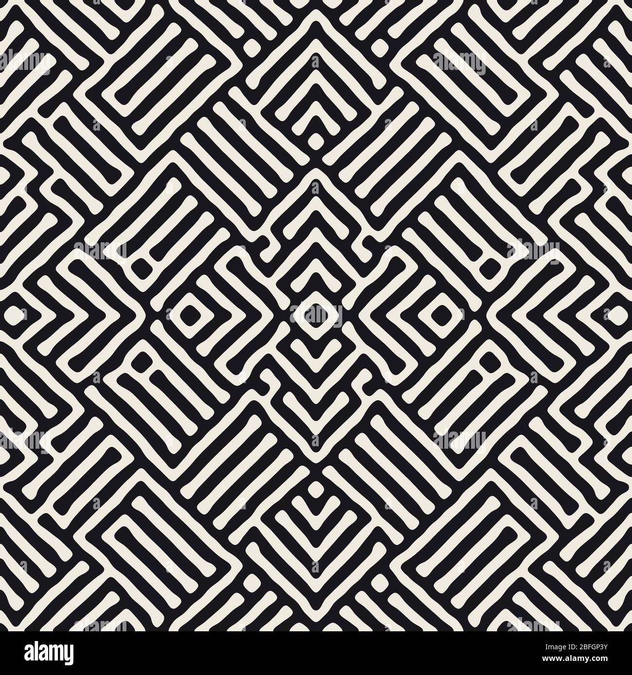 Vecteur d'ethnicPattern transparent. Texture des formes arrondies monochromes. Arrière-plan géométrique des lignes abstraites. Illustration de Vecteur