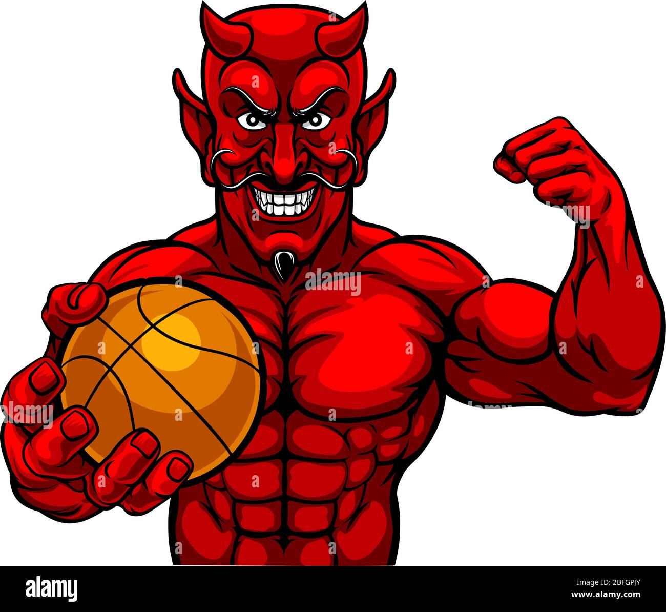 Sports Basket-ball diable Mascot Holding Ball Illustration de Vecteur