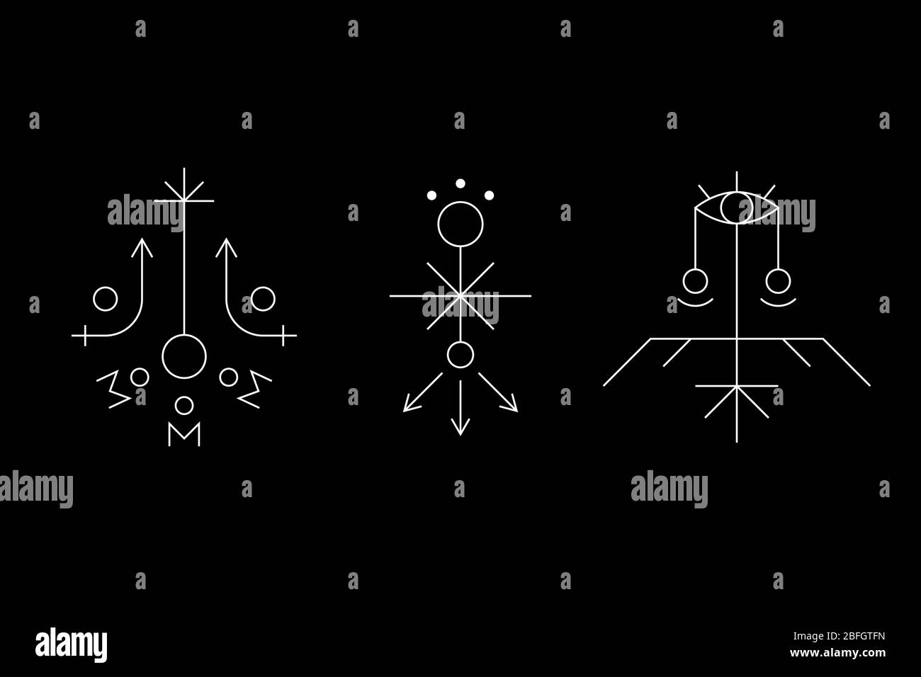 Jeu de symboles géométriques mystérieux. Inscriptions secrètes anciennes, rune ou glyphe. Signe visuel. Dessins de la grotte. Signes OVNIS. Symboles de conception pour les jeux de puzzle, de logique, de métroidvania et d'indie. Illustration du stock vectoriel. Illustration de Vecteur