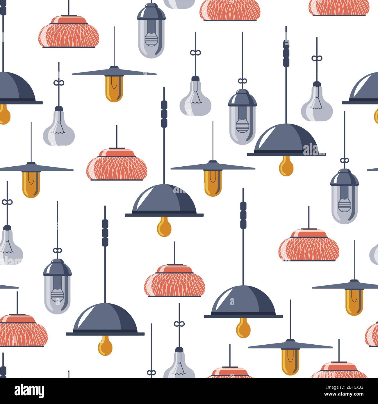 Lampes rétro et vintage, ampoules à motif sans couture Illustration de Vecteur