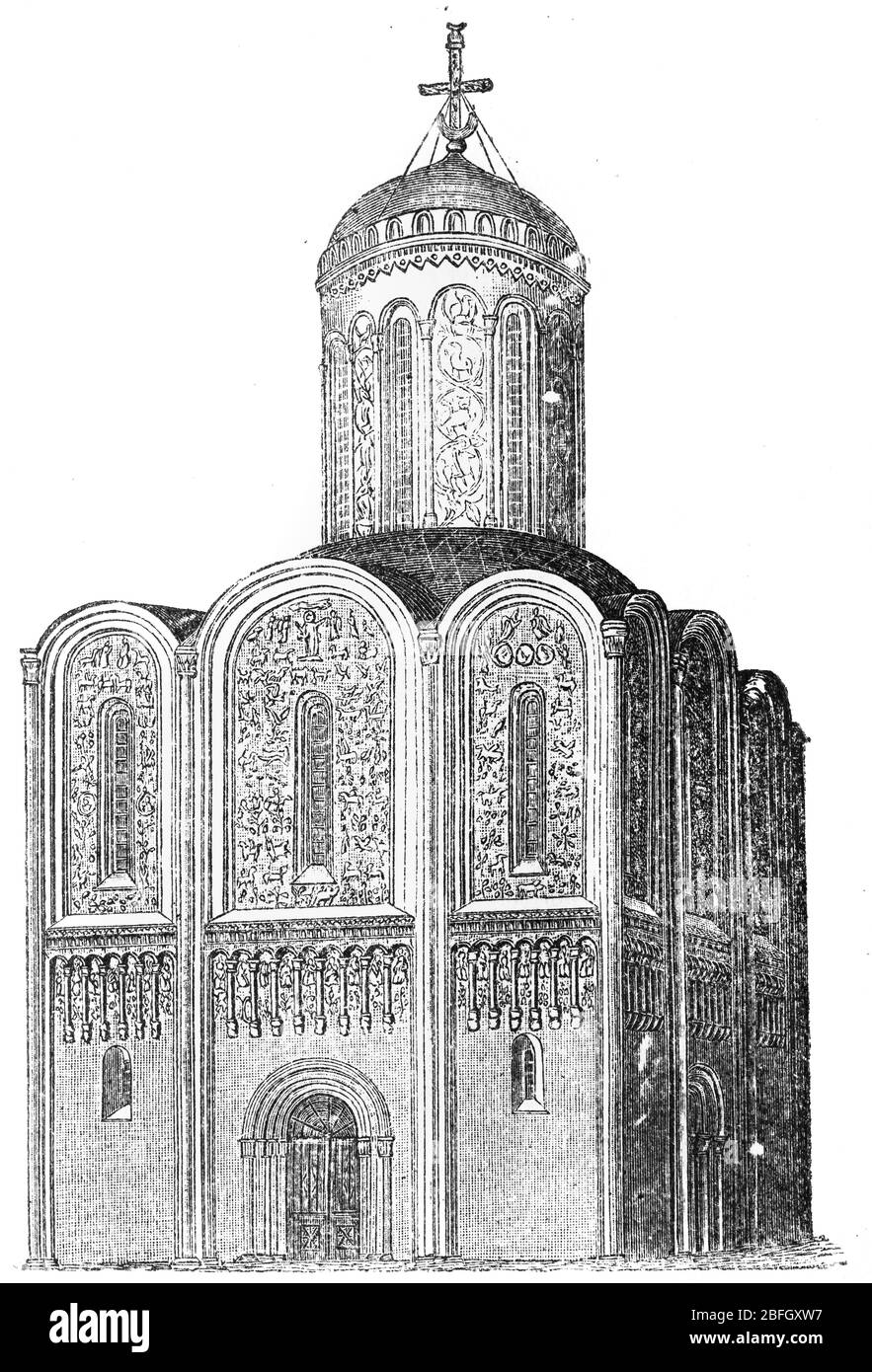 Cathédrale Saint-Demetrius, Vladimir, illustration du livre daté de 1916 Banque D'Images