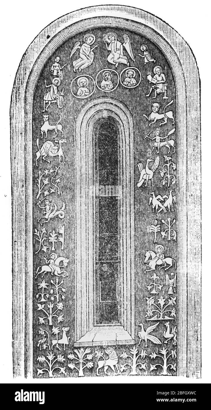 Bas reliefs de la cathédrale Saint-Demetrius, Vladimir, illustration du livre daté de 1916 Banque D'Images Bas reliefs de la cathédrale Saint-Demetrius, Vladimir, illustration du livre daté de 1916 Banque D'Images