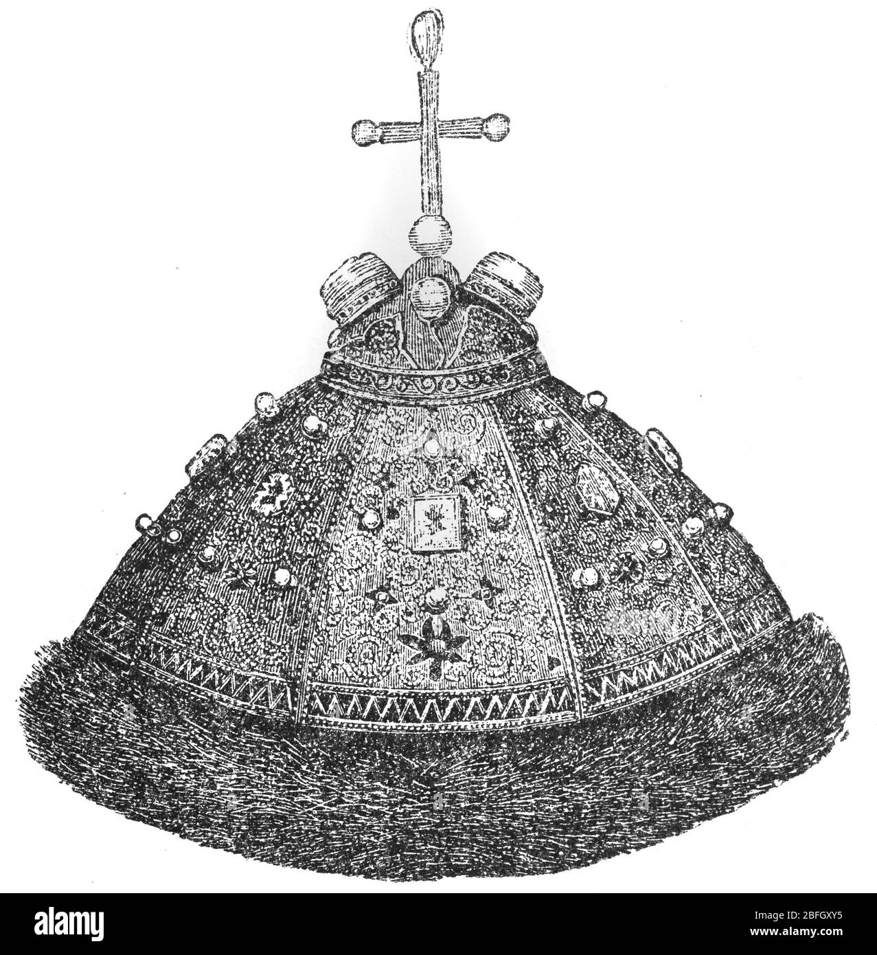 Le Cap de Monomakh, couronne russe, illustration du livre daté de 1916 Banque D'Images