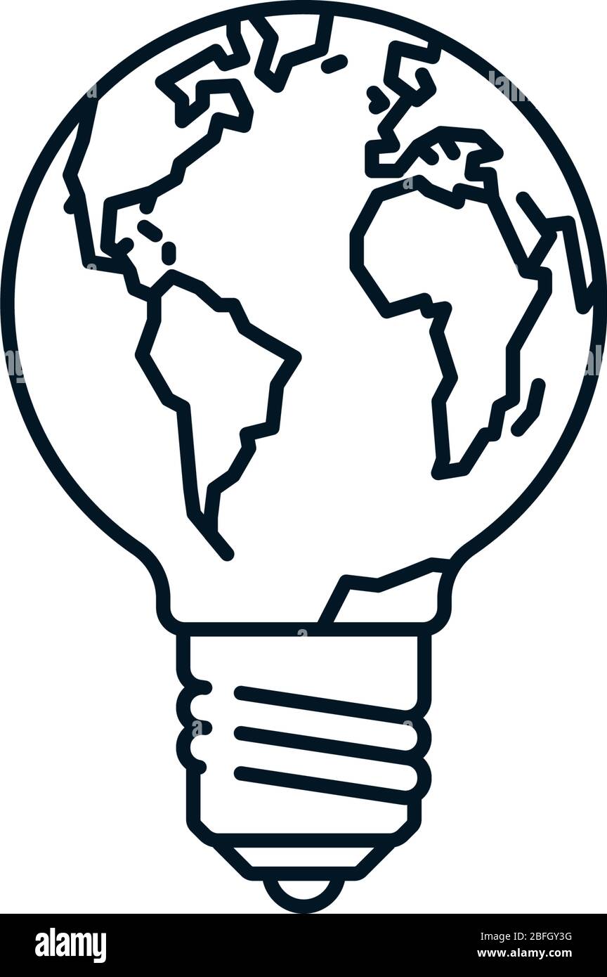 Masse dans une icône de ligne vectorielle d'ampoule. Symbole de la conservation environnementale créative. Illustration de Vecteur