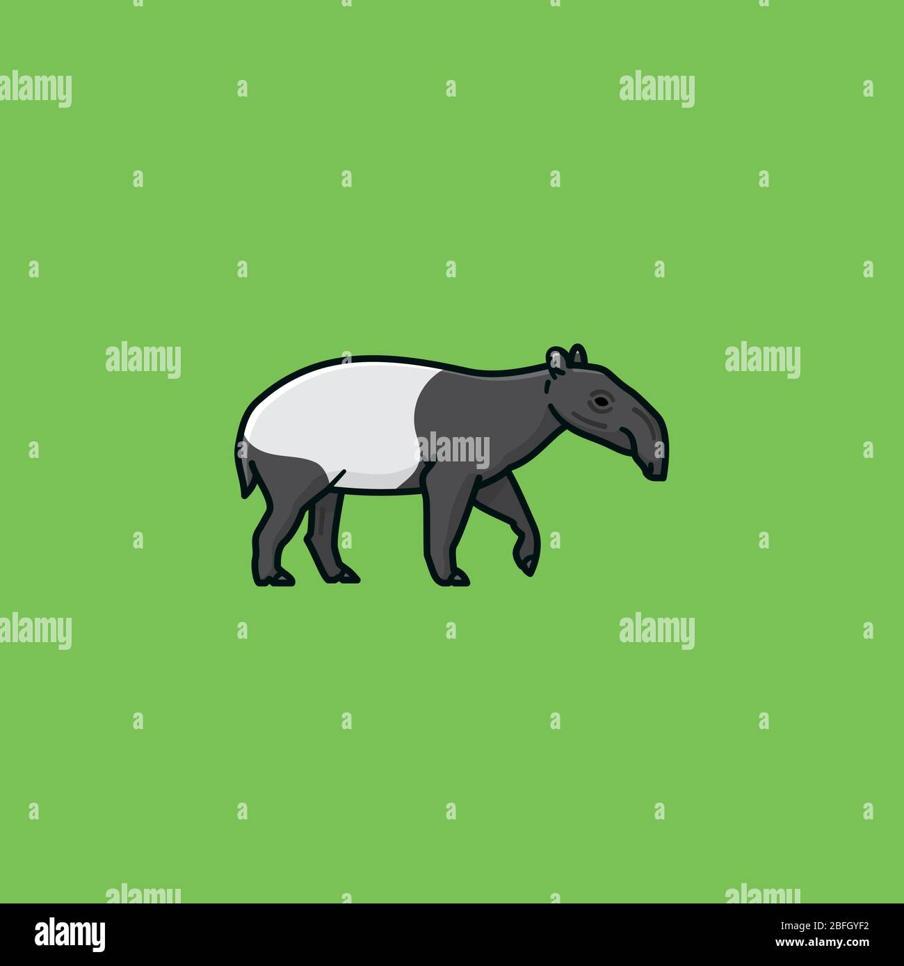 Illustration vectorielle en tapir malaisien pour la journée de l'abir le 27 avril. Symbole de couleur de la faune asiatique. Illustration de Vecteur