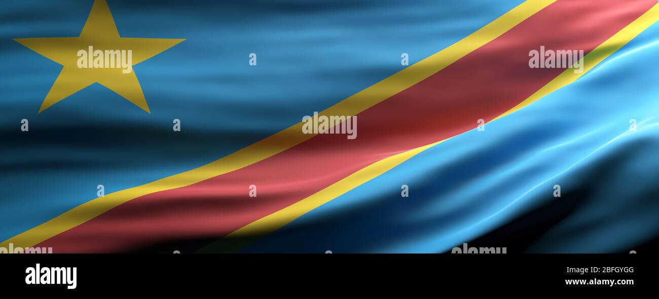 République du Congo symbole du signe, drapeau national agitant texture fond, langue, concept culturel, bannière. illustration tridimensionnelle Banque D'Images