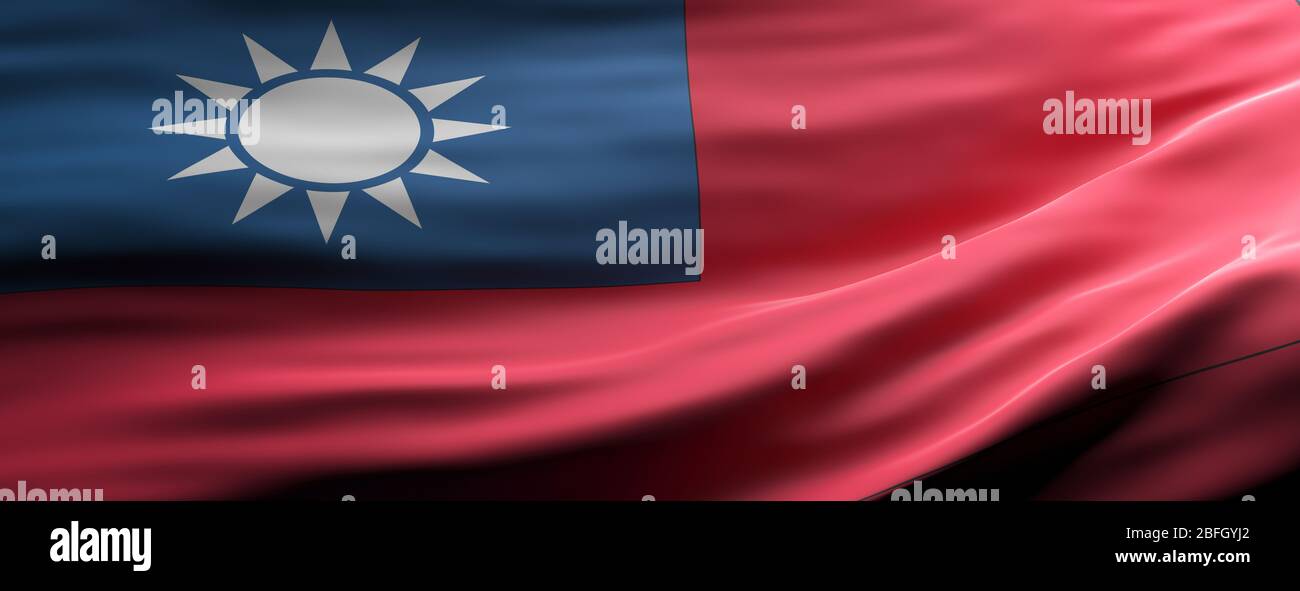 Symbole du signe de Taiwan, drapeau national qui agitant la texture fond, la langue, le concept culturel, la bannière. illustration tridimensionnelle Banque D'Images