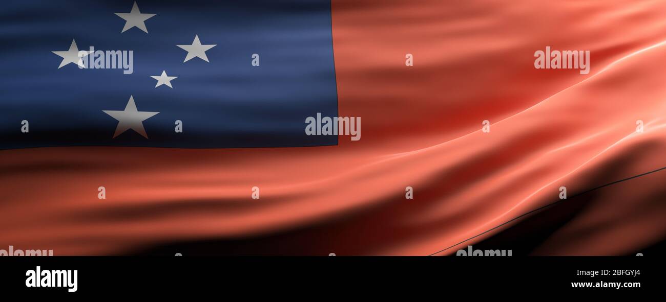 Symbole du signe Samoa, drapeau national qui agrèt la texture fond, langue, concept culturel, bannière. illustration tridimensionnelle Banque D'Images