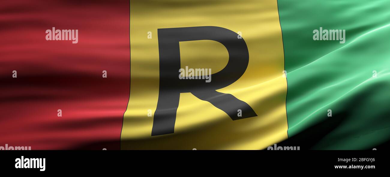 Symbole du Rwanda, drapeau national qui agitent la texture fond, langue, concept culturel, bannière. illustration tridimensionnelle Banque D'Images