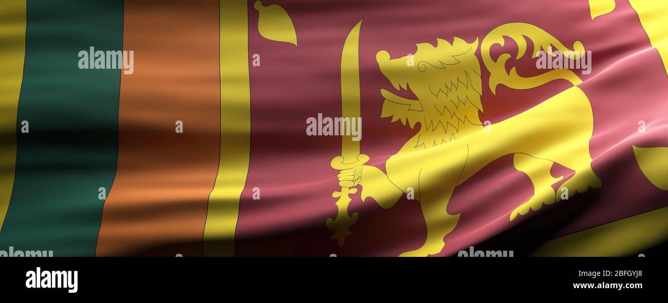 Symbole du signe Sri Lanka, drapeau national qui agitant la texture fond, la langue, le concept culturel, la bannière. illustration tridimensionnelle Banque D'Images