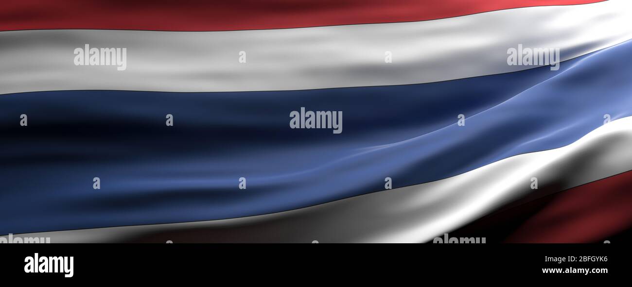 Symbole du signe thaïlandais, drapeau national qui agrée la texture fond, langue, concept culturel, bannière. illustration tridimensionnelle Banque D'Images