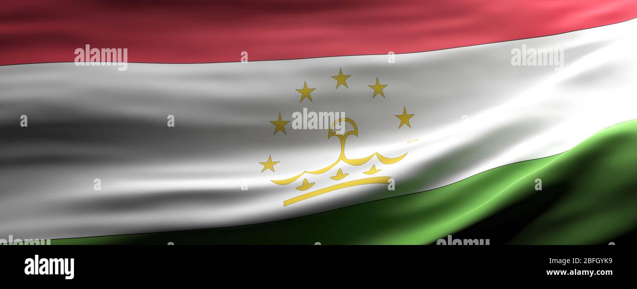 Tadjikistan signe symbole, drapeau national agitant texture fond, langue, concept culturel, bannière. illustration tridimensionnelle Banque D'Images