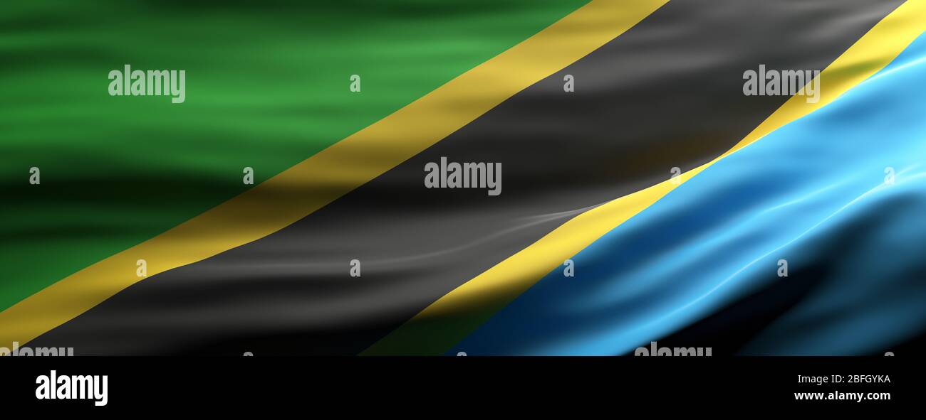 Symbole du signe Tanzanie, drapeau national qui agrée la texture fond, langue, concept culturel, bannière. illustration tridimensionnelle Banque D'Images