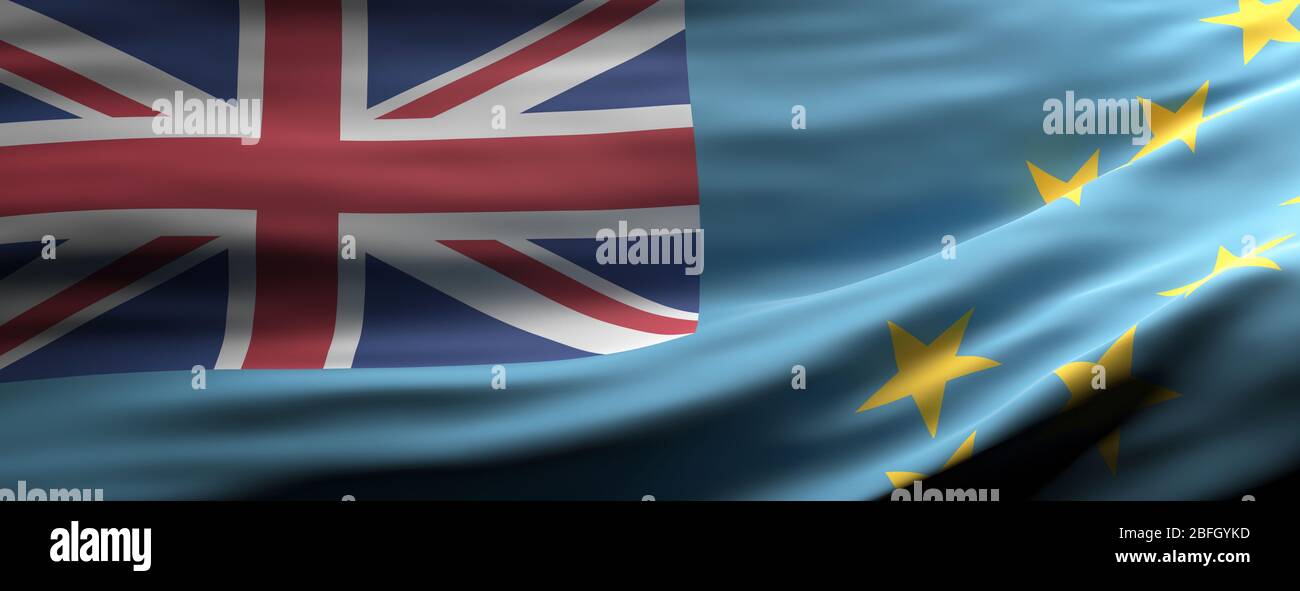 Tuvalu signe symbole, drapeau national waving texture fond, langue, concept de culture, bannière. illustration tridimensionnelle Banque D'Images