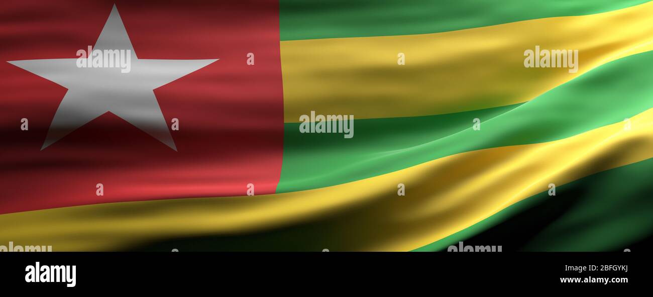 Symbole du signe Togo, drapeau national qui agrée la texture fond, langue, concept culturel, bannière. illustration tridimensionnelle Banque D'Images