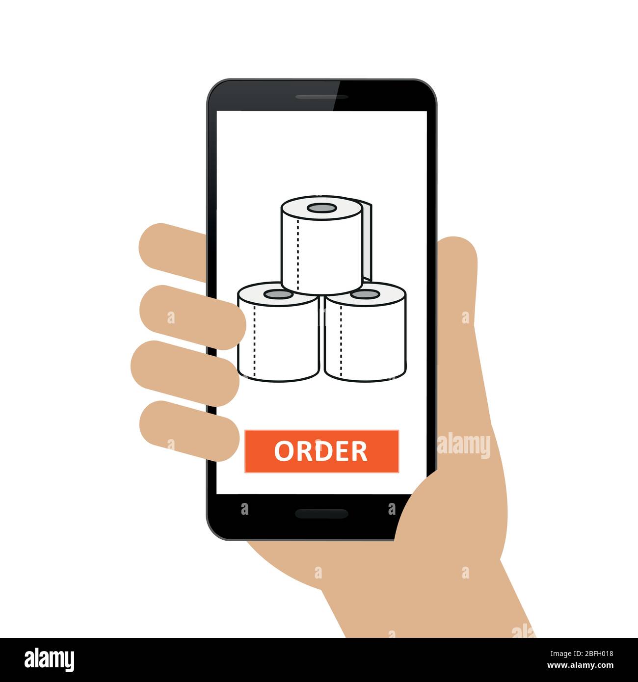Personne a commandé du papier toilette en ligne via l'illustration vectorielle de smartphone EPS10 Illustration de Vecteur