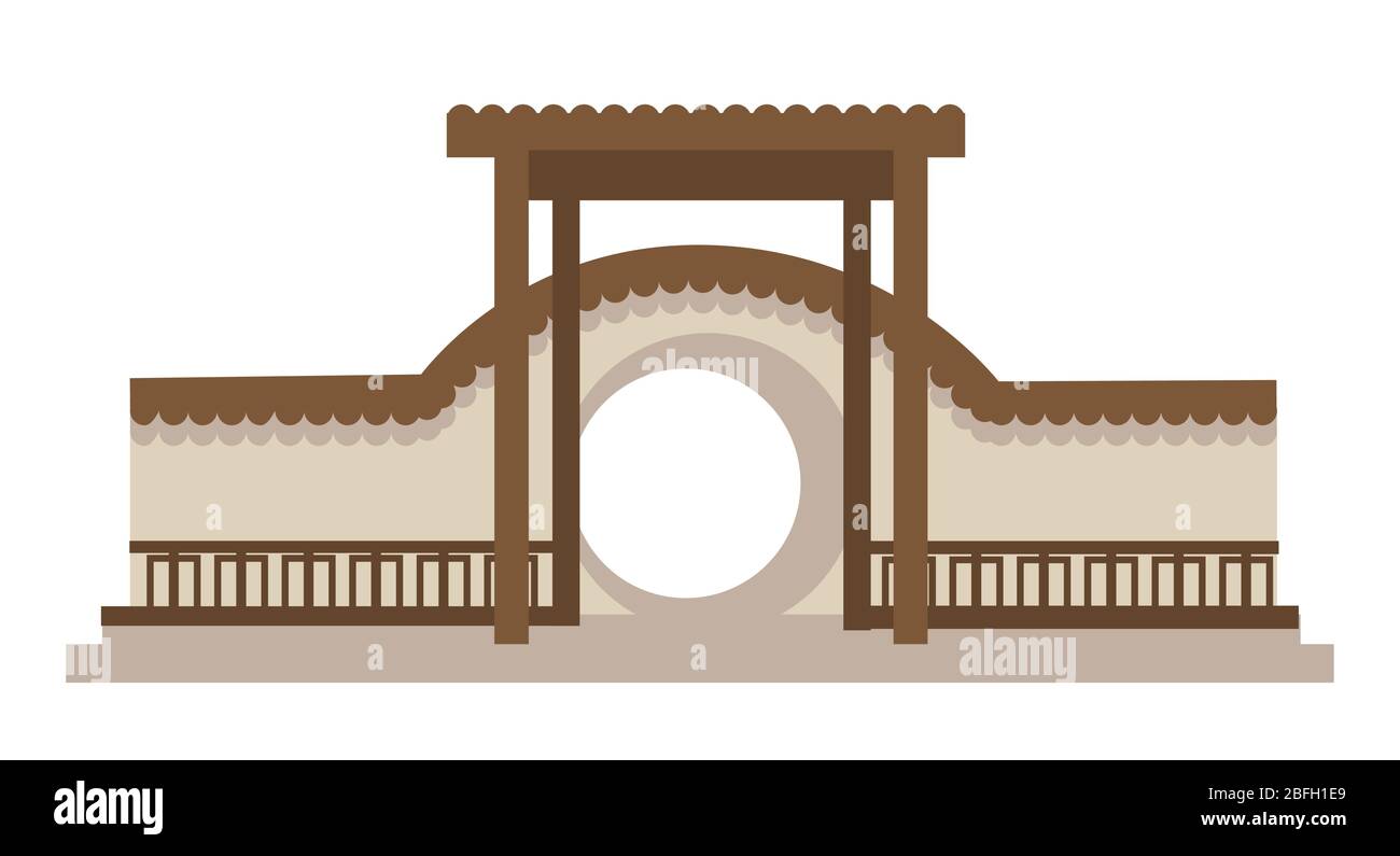 Architecture asiatique, temple en bois de vecteur oriental de pays Illustration de Vecteur