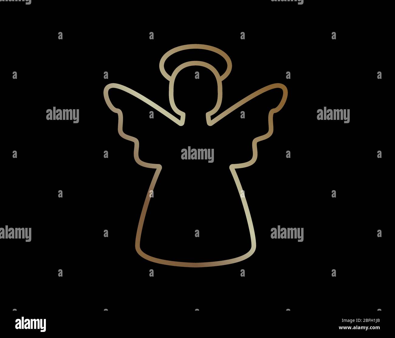 L'icône de ligne d'ange de Noël élégante isolée en or avec dégradé vectoriel Illustration de Vecteur