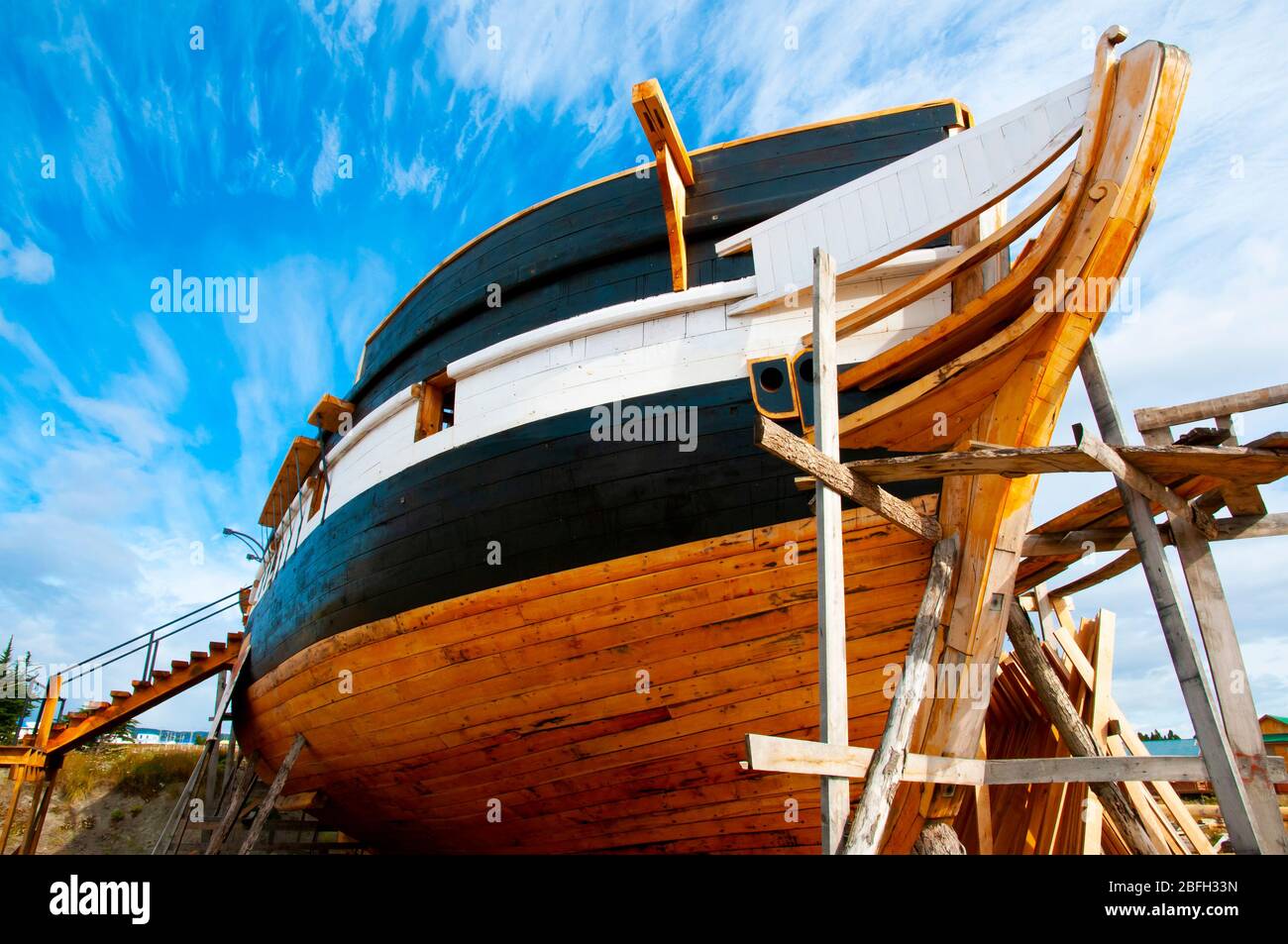 Construction d'un navire en bois Banque D'Images