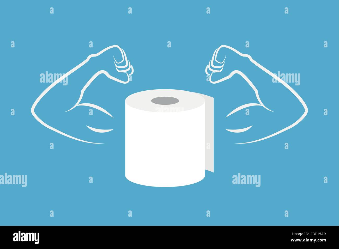 Rouleau solide de papier toilette avec illustration vectorielle des bras musculaires EPS10 Illustration de Vecteur