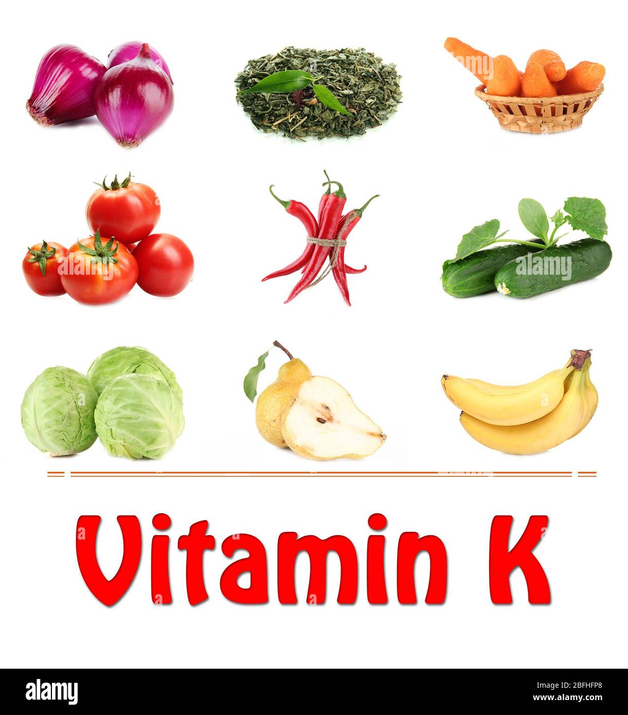 Collage d'aliments contenant de la vitamine K Banque D'Images